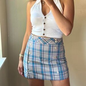 Lady Hagen Blue Plaid Golf Skorts With Front Sailor Buttons Detail Size 8